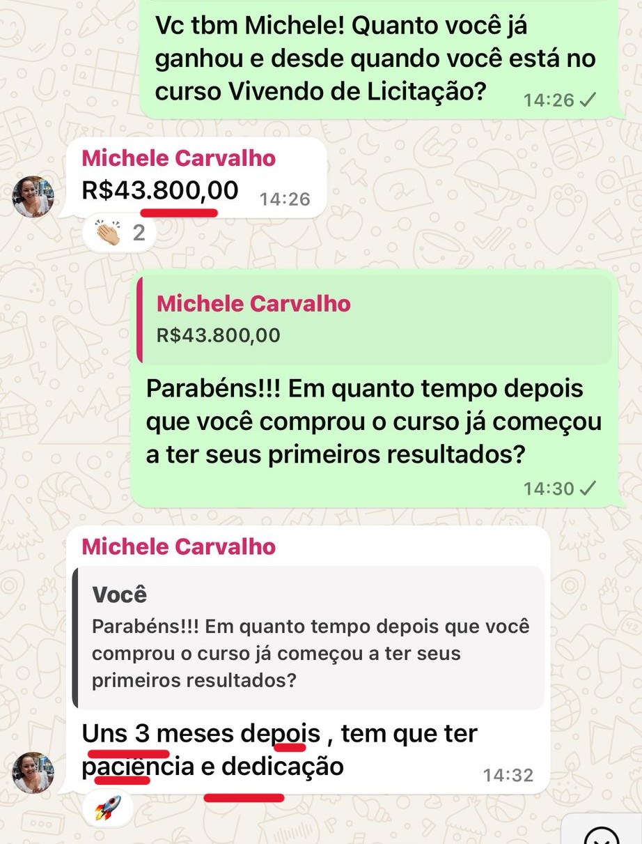 Michele mostra que, com paciência e dedicação, alcançou R$43.800,00 em contratos homologados nos primeiros meses.