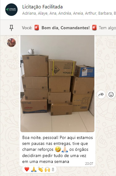 Karina compartilha entregas e pedidos acontecendo, reforçando que o resultado continua depois da homologação.