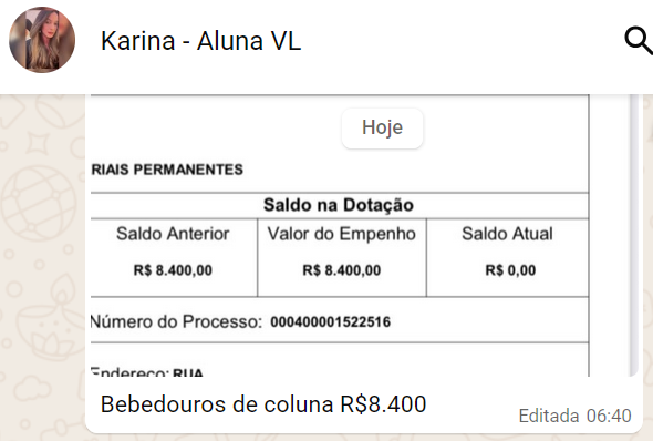 Karina mostra mais uma venda com produto comum usado por órgãos públicos.