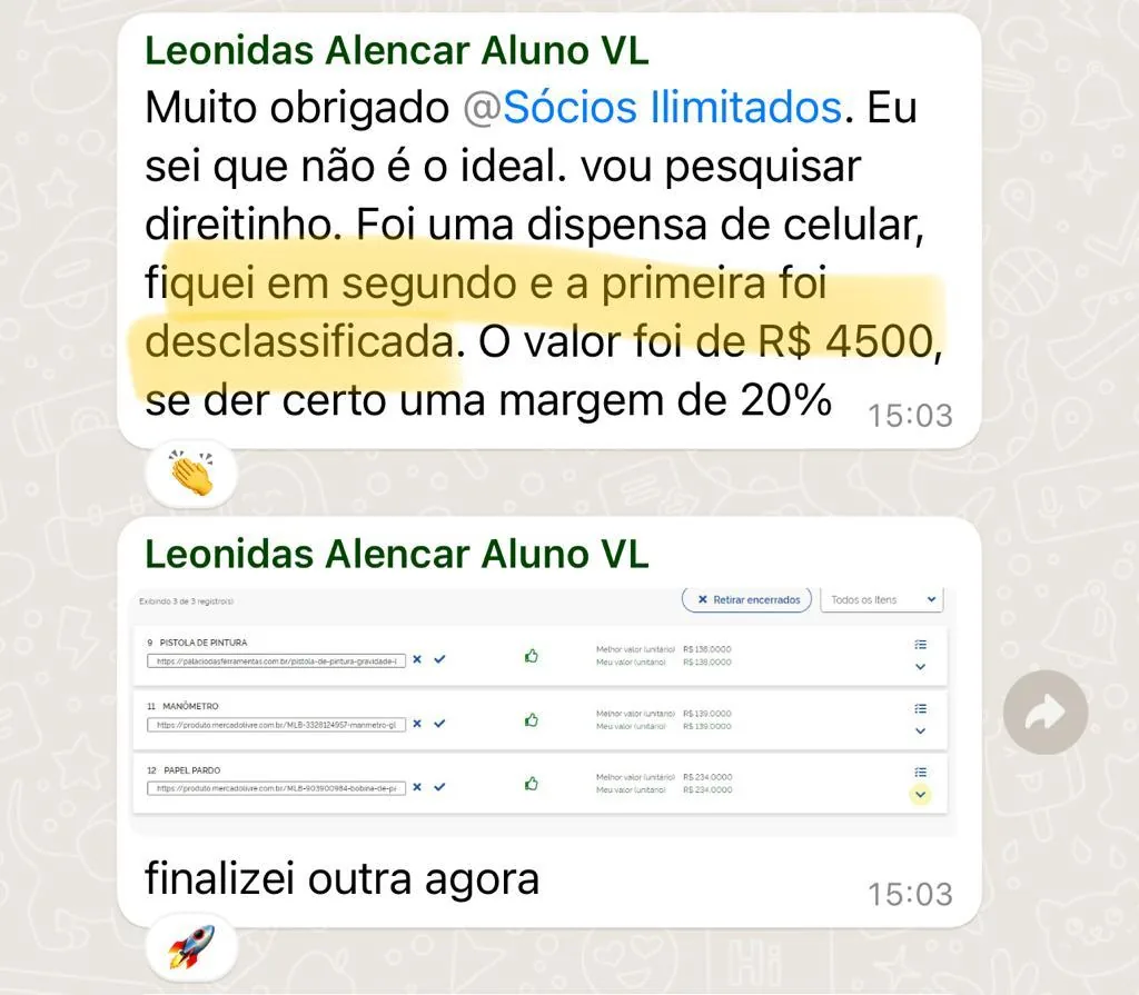 Leônidas — primeira venda por dispensa