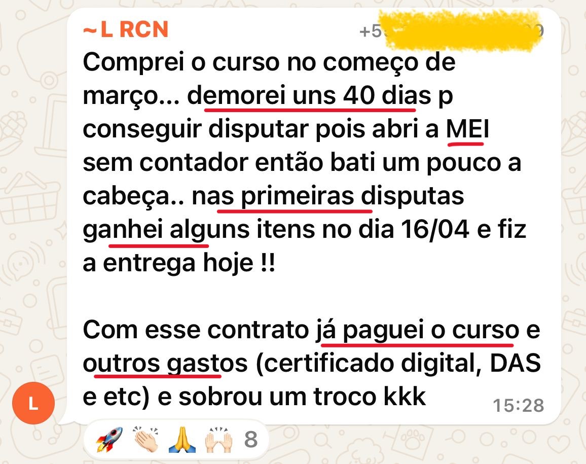 Aluno recupera o investimento em apenas 40 dias após colocar as aulas em prática.
