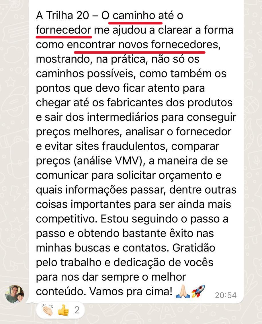 Henrique aplica a trilha de fornecedores e destrava uma das maiores dificuldades de quem está começando.