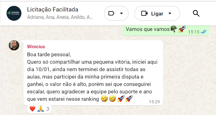 WINICIUS compartilha sua primeira vitória mesmo antes de concluir todas as aulas e destaca o suporte recebido dentro da comunidade.